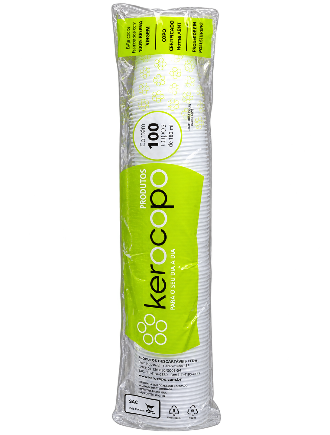 TIRA DE COPO DESCARTAVEL 180ML C/100 UNI