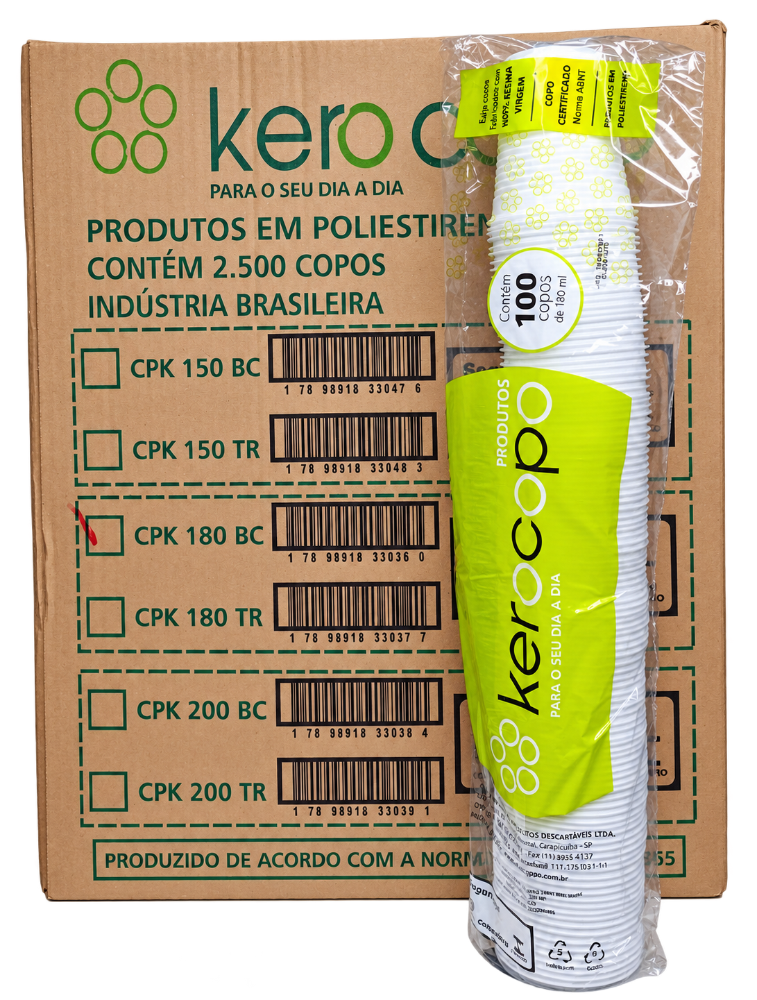 CAIXA DE COPO 180ML - BRANCO C/ 2500 UN - KEROCOPO