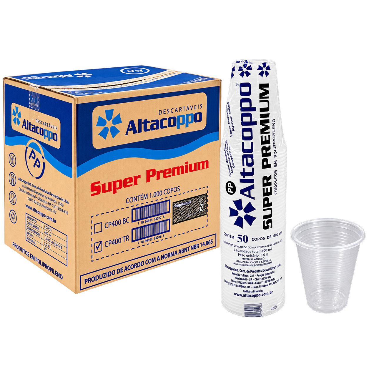 CAIXA DE COPO 400ML - SUPER PREMIUM TRANSPARENTE C/ 1000 UN - ALTACOPOS