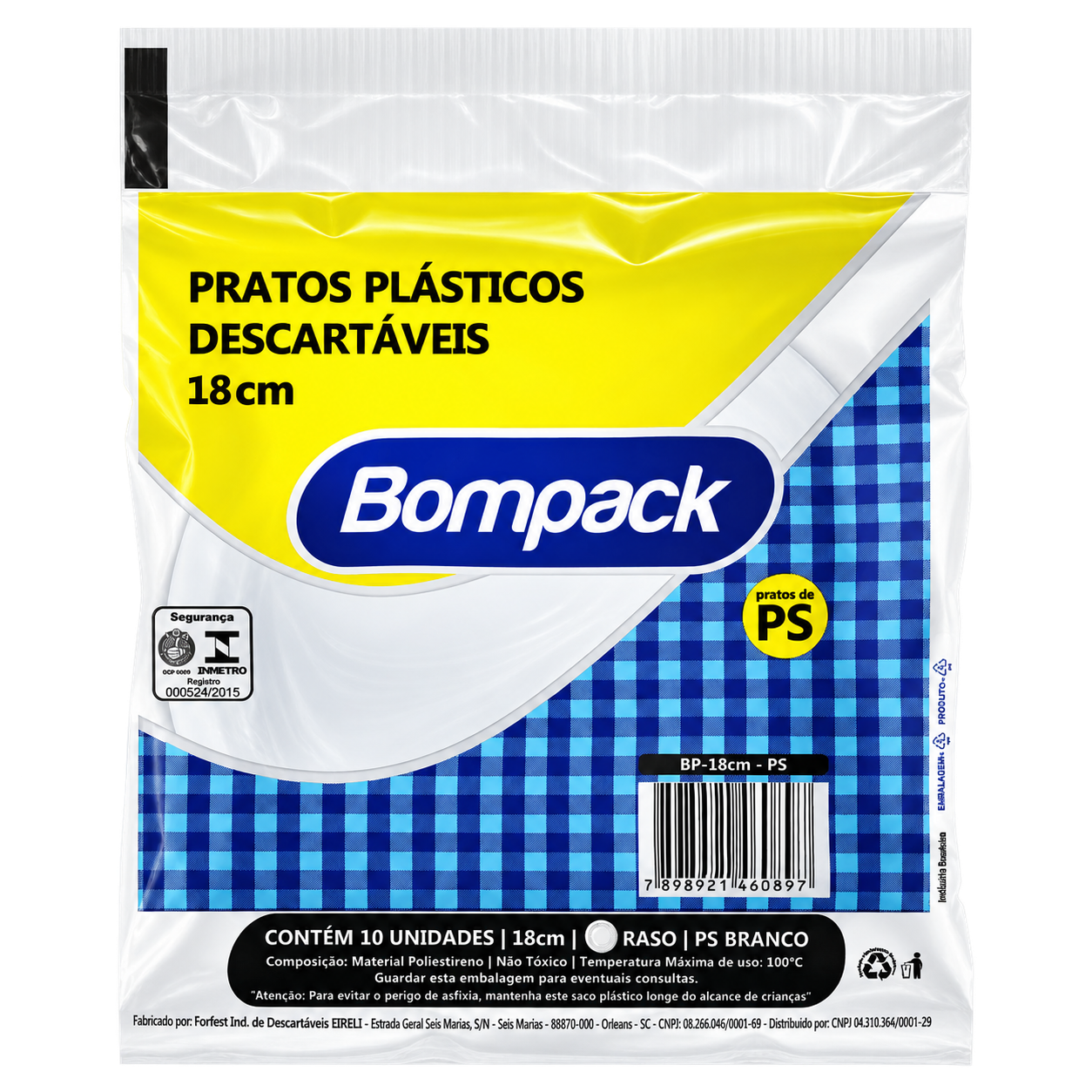 PRATOS PLASTICOS DESCARTAVEIS 18CM BRANCO COM 10 UN BOMPACK