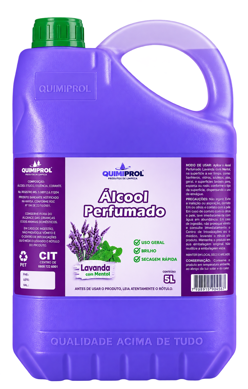 ALCOOL PERFUMADO LAVANDA COM HORTELA 5 LITROS QUIMIPROL