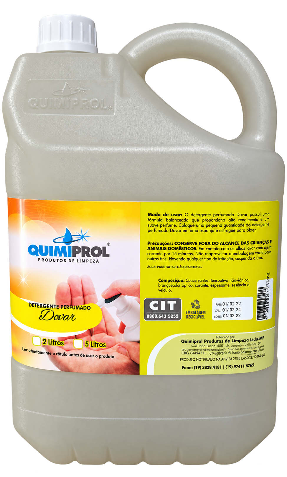 SABONETE LIQUIDO DOVAR 5 LITROS QUIMIPROL