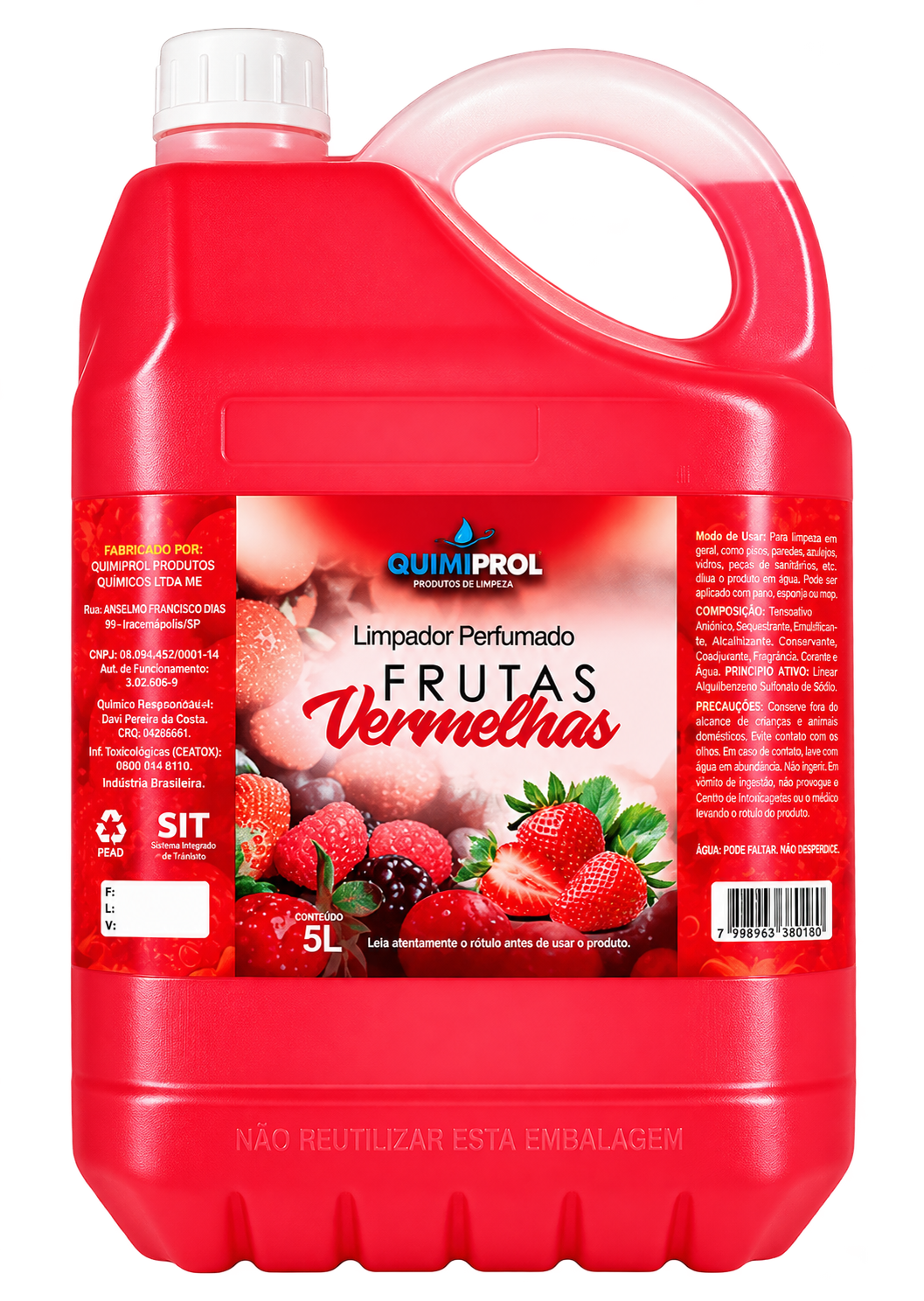 LIMPADOR PERFUMADO FRUTAS VERMELHAS 5 LITROS QUIMIPROL