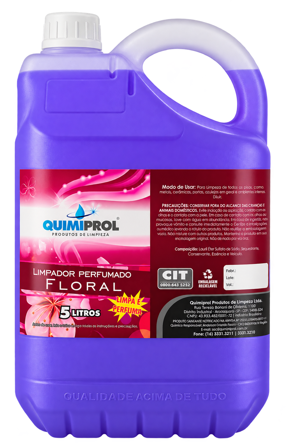 LIMPADOR PERFUMADO FLORAL 5 LITROS QUIMIPROL