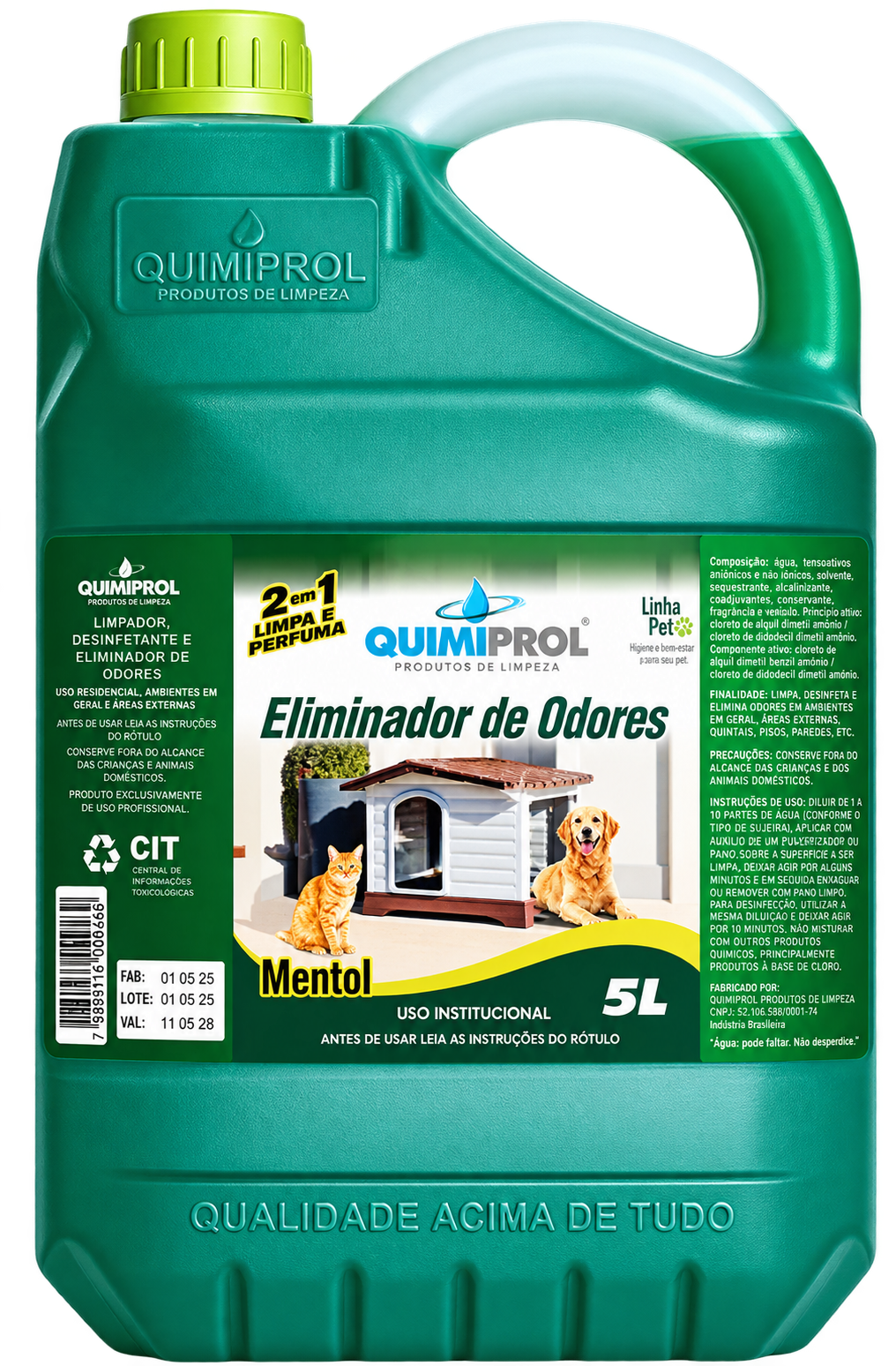ELIMINADOR DE ODORES MENTOL 5 LITROS QUIMIPROL