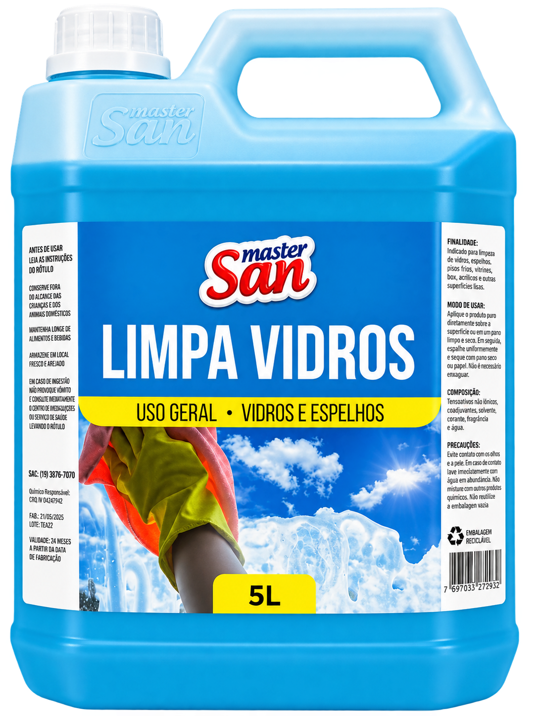 LIMPA VIDROS 5 LITROS MASTERSAN