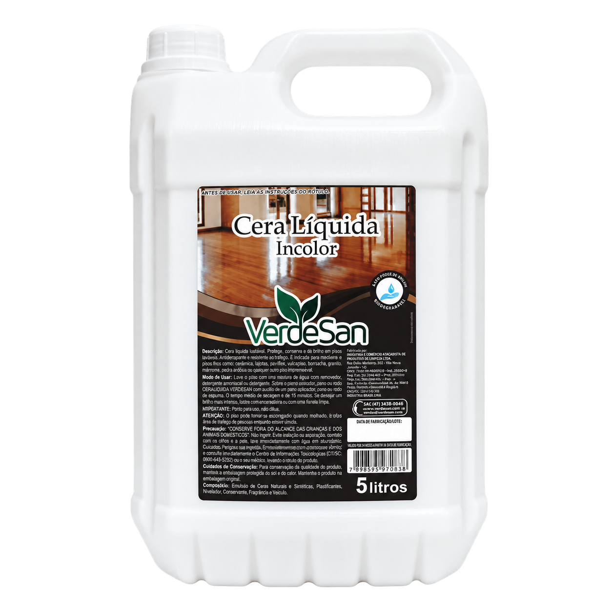 CERA LIQUIDA INCOLOR 5 LITROS VERDESAN
