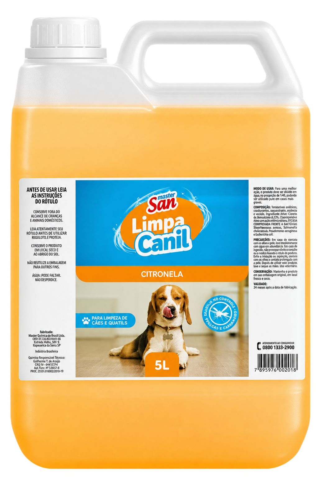 LIMPA CANIL CITRONELA 5 LITROS MASTERSAN