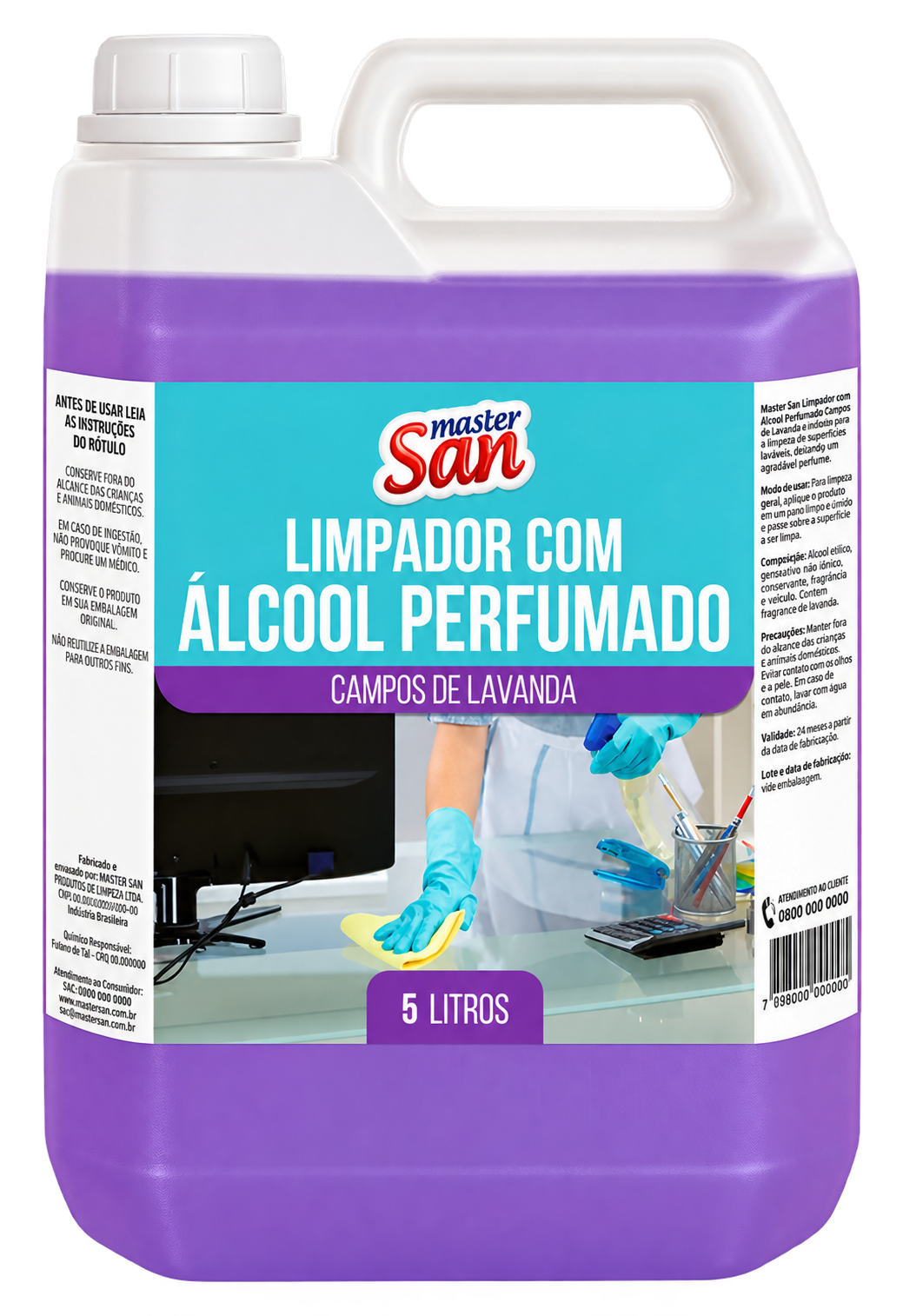 LIMPADOR PERFUMADO COM ALCOOL CAMPOS DE LAVANDA 5 LITROS MASTERSAN