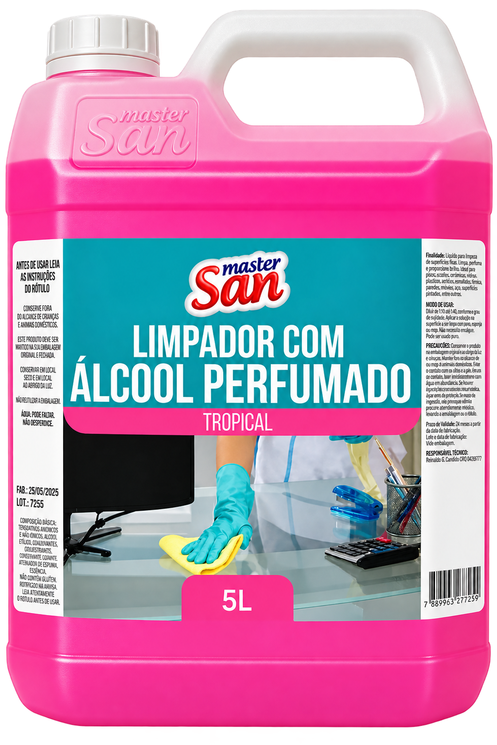 LIMPADOR PERFUMADO COM ALCOOL TROPICAL 5 LITROS MASTERSAN