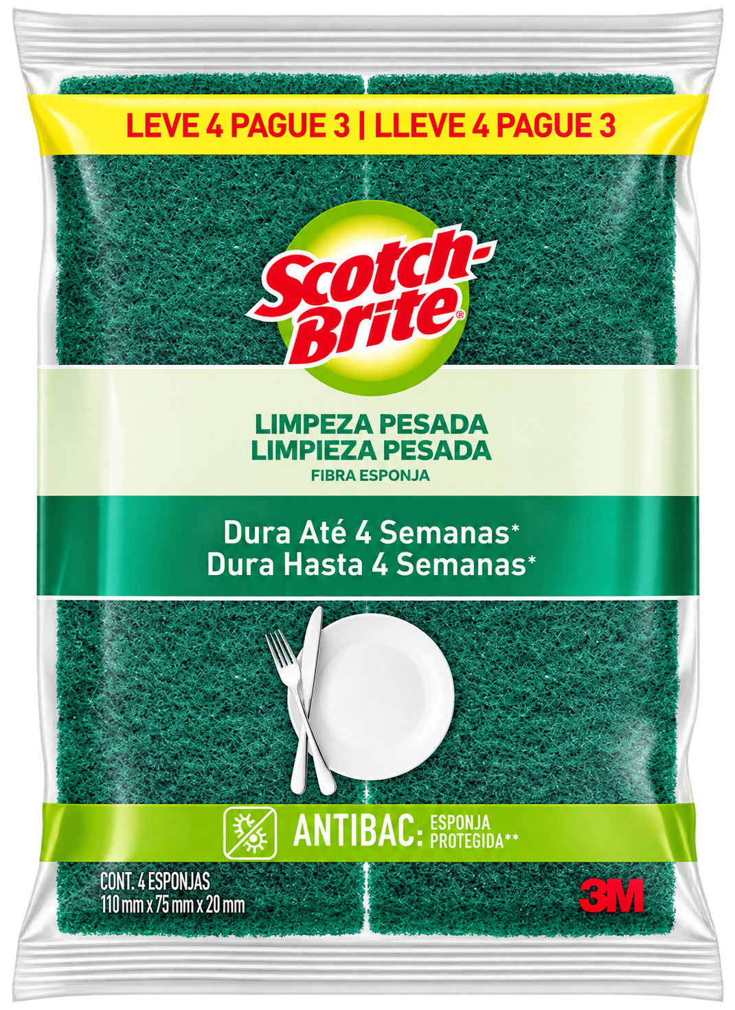 ESPONJA MULTIUSO PACOTE COM 4 UND SCOTCH-BRITE