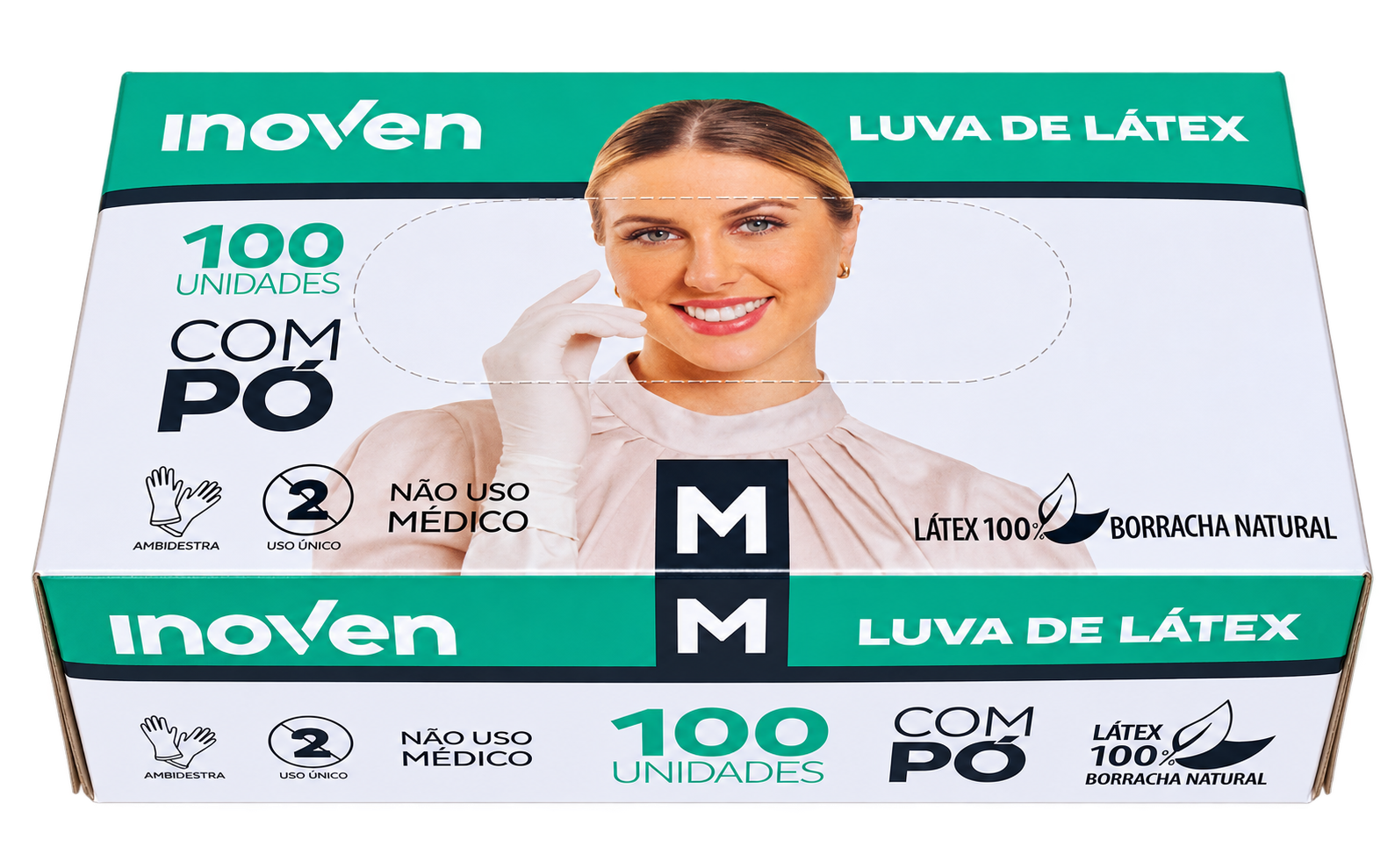 LUVA DE LATEX COM PO TAMANHO M - C/ 100 UN