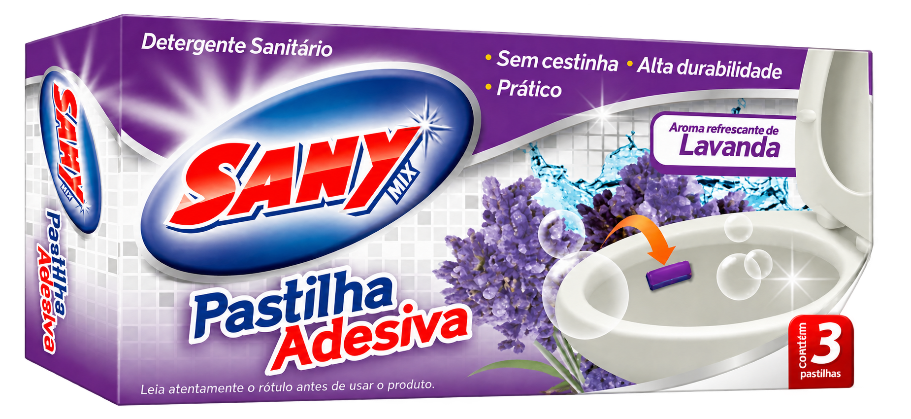 PASTILHA ADESIVA LAVANDA COM 3 UND SANYMIX