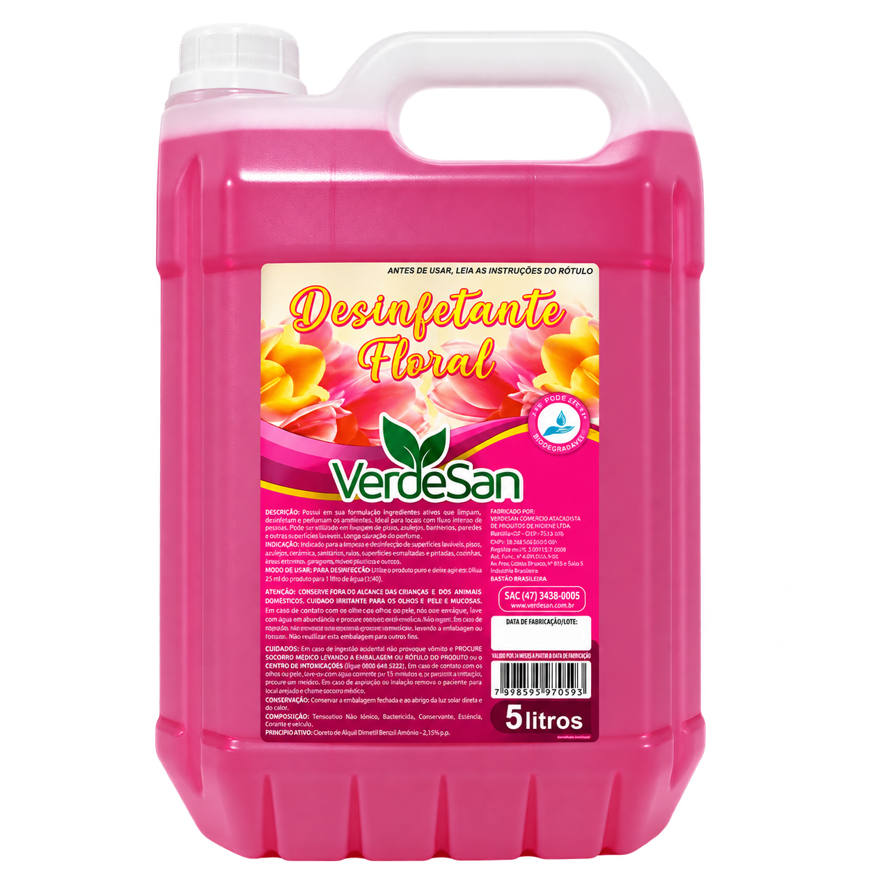 DESINFETANTE FLORAL 5 LITROS VERDESAN