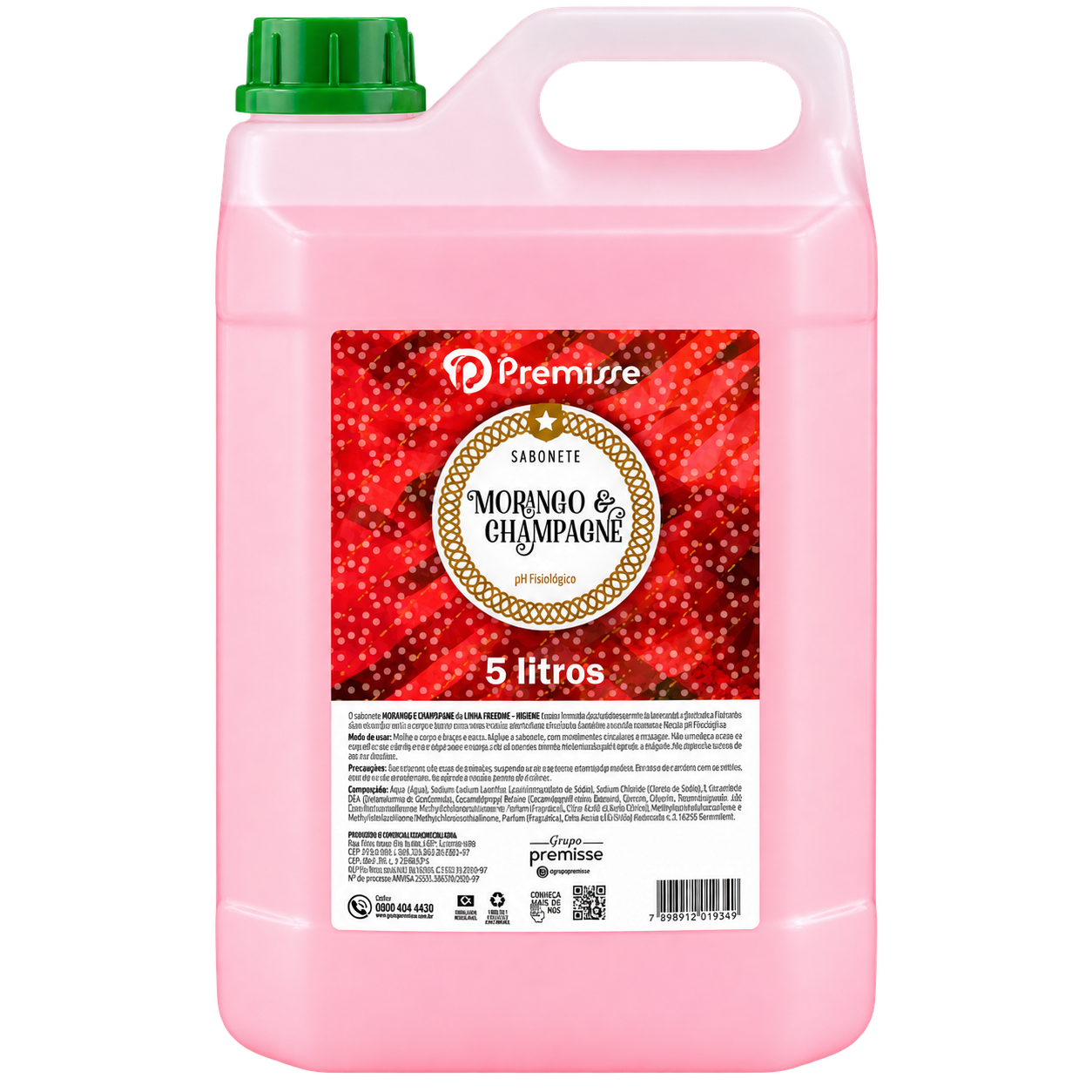 SABONETE LIQUIDO MORANGO COM CHAMPAGNE 5 LITROS PREMISSE