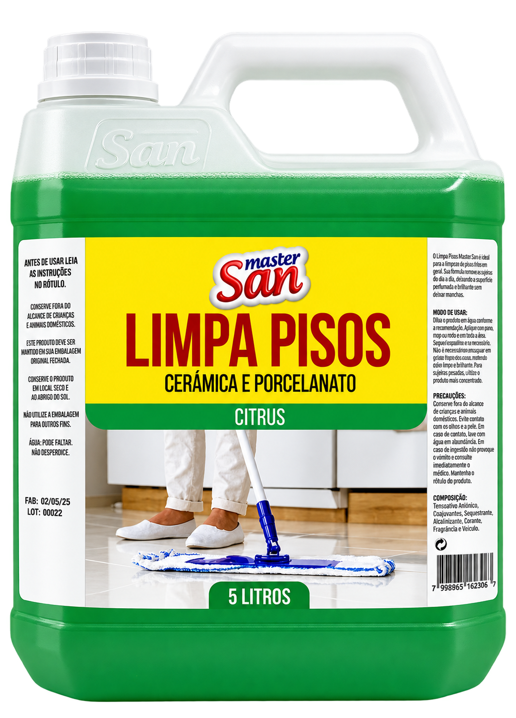 LIMPA PISOS E PORCELANATO CITRUS 5 LITROS MASTERSAN