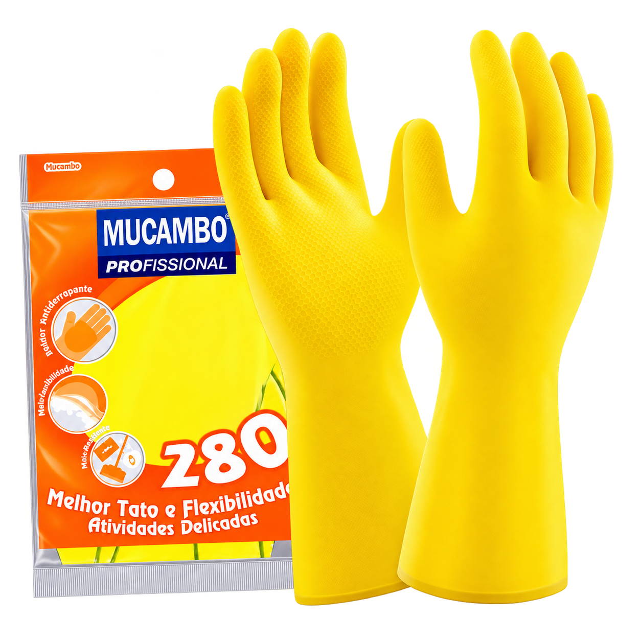 LUVA DE BORRACHA AMARELO P 280 TOP - MUCAMBO