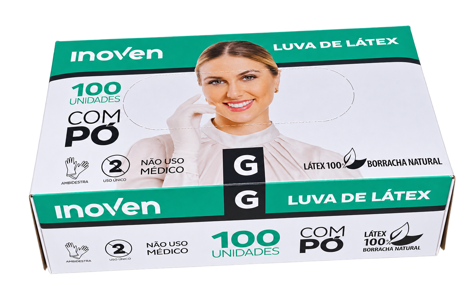 LUVA DE LATEX COM PO TAMANHO G - C/ 100 UN