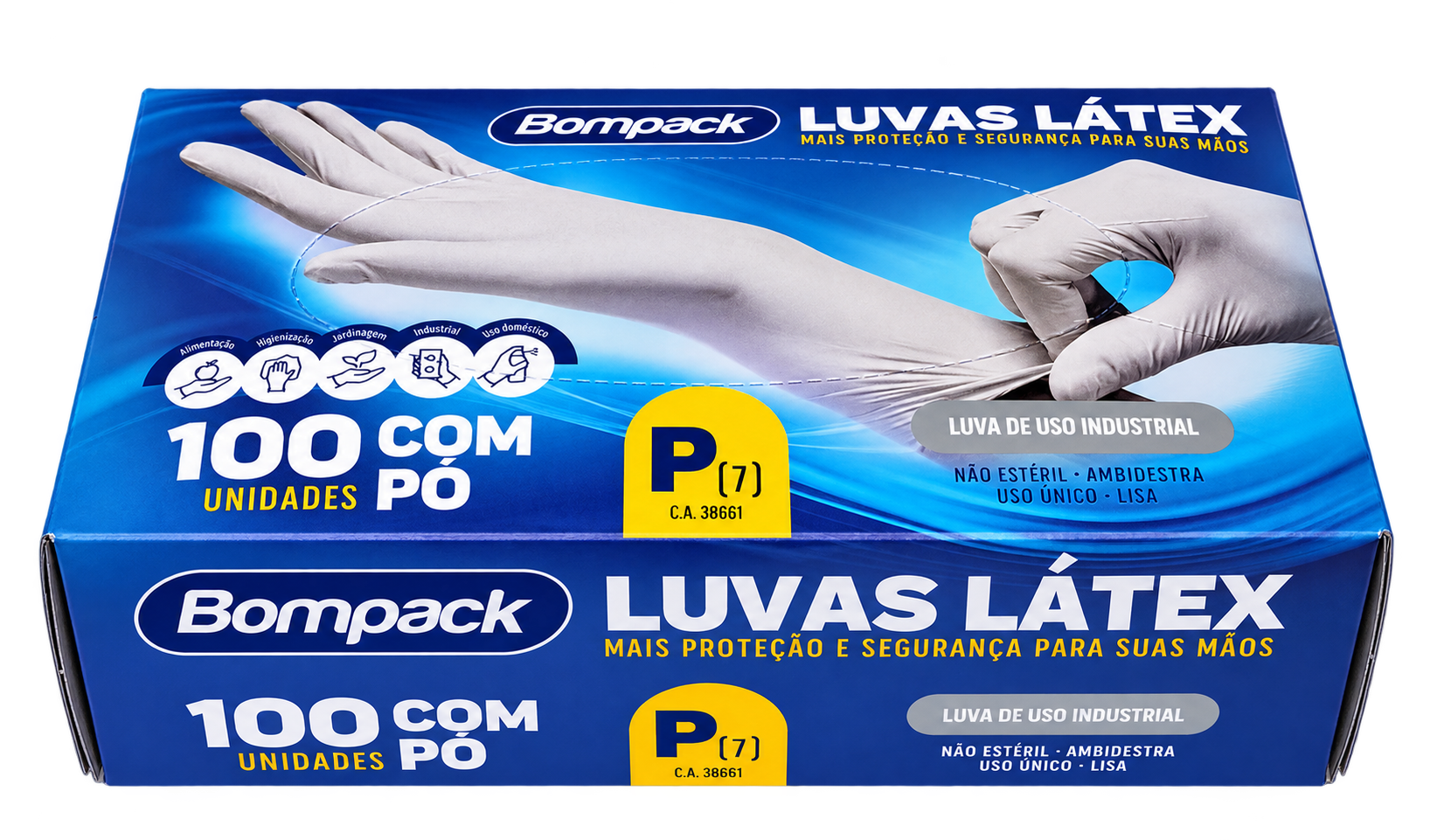 LUVA DE LATEX COM PO TAMANHO P - C/ 100 UN