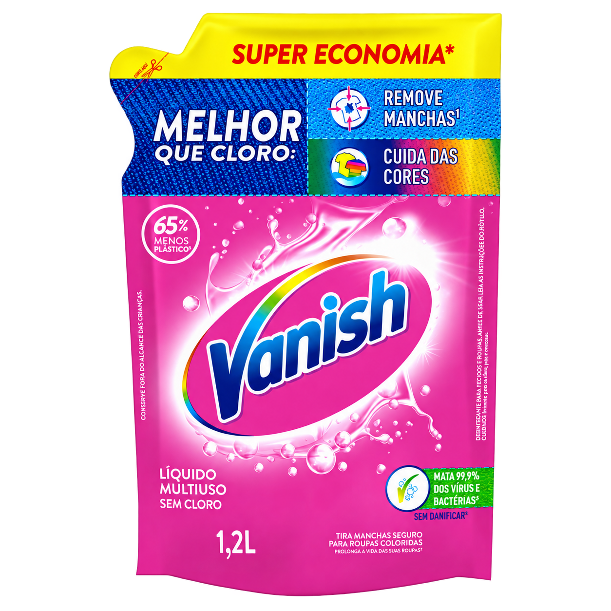 SACHE TIRA MANCHA LIQUIDO ROUPAS COLORIDAS 1,2 LITROS  VANISH