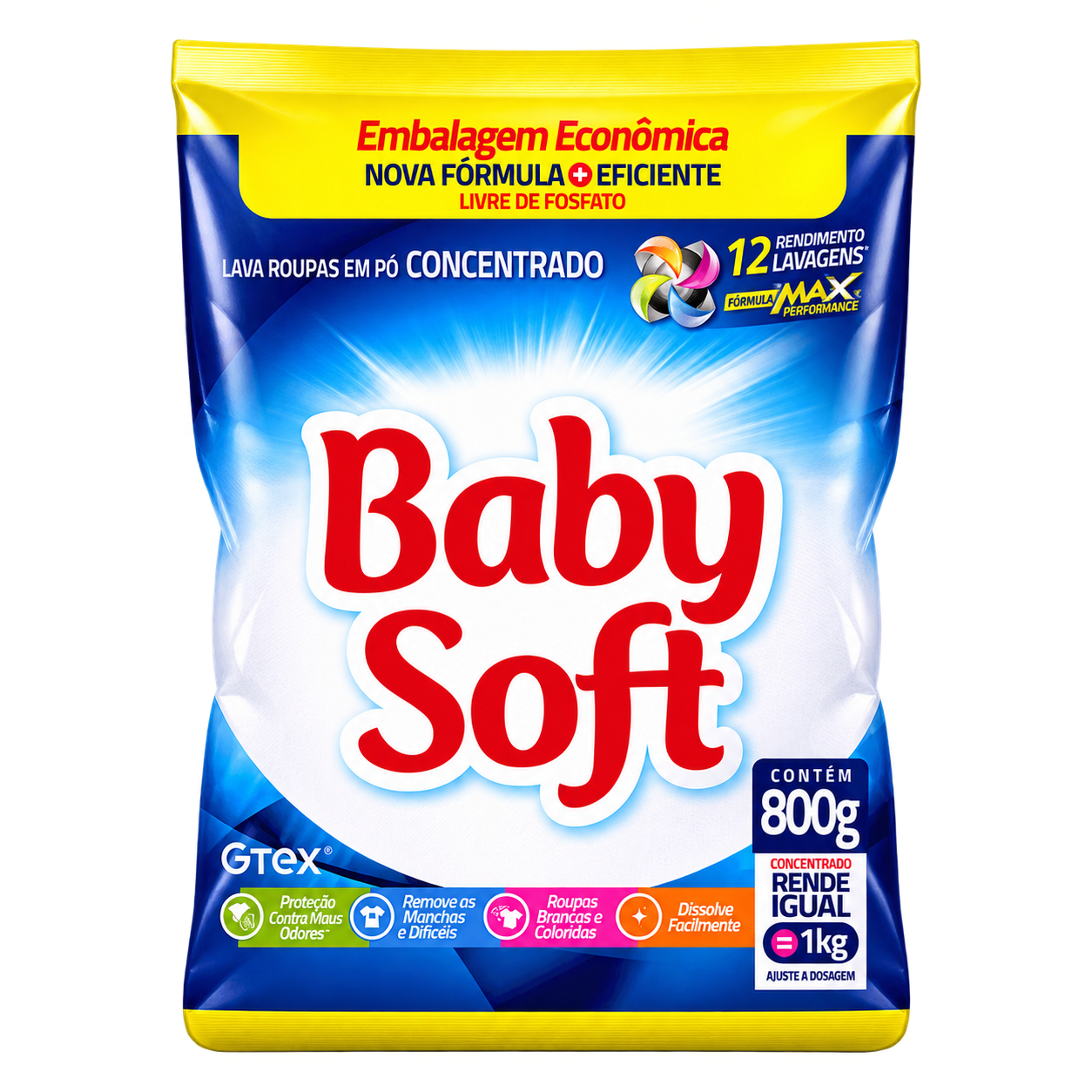 LAVA ROUPAS EM PO BABY SOFT 800G SACHE