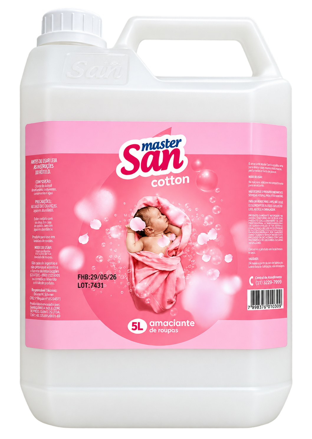 AMACIANTE DE ROUPAS COTTON 5 LITROS MASTERSAN