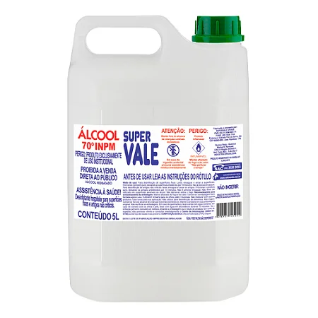ALCOOL ETILICO 70 INPM LIQUIDO HOSPITALAR 5 LITROS SUPER VALE