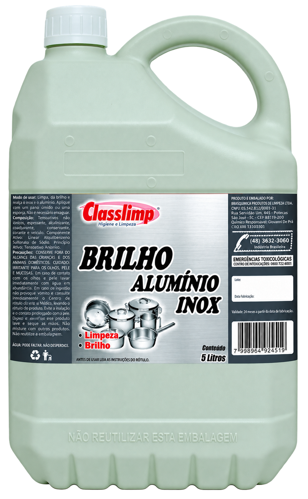 BRILHO ALUMINIO INOX 5 LITROS CLASSLIMP