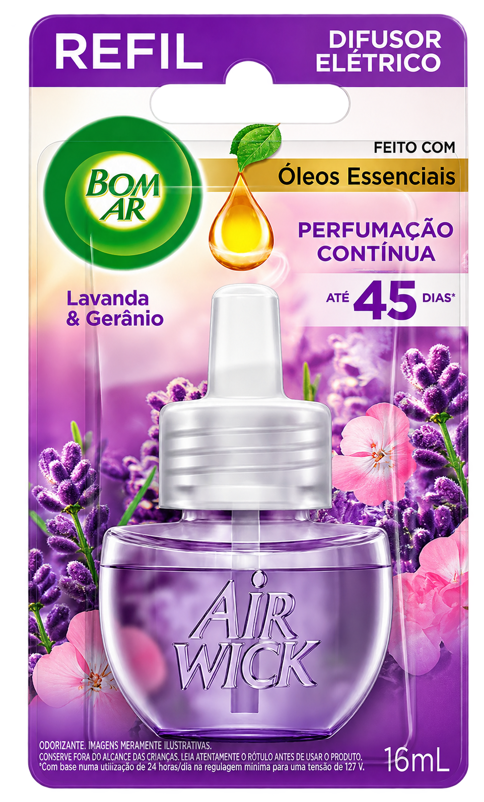 REFIL DIFUSOR ELETRICO LAVANDA & GERANIO 16ML BOM AR