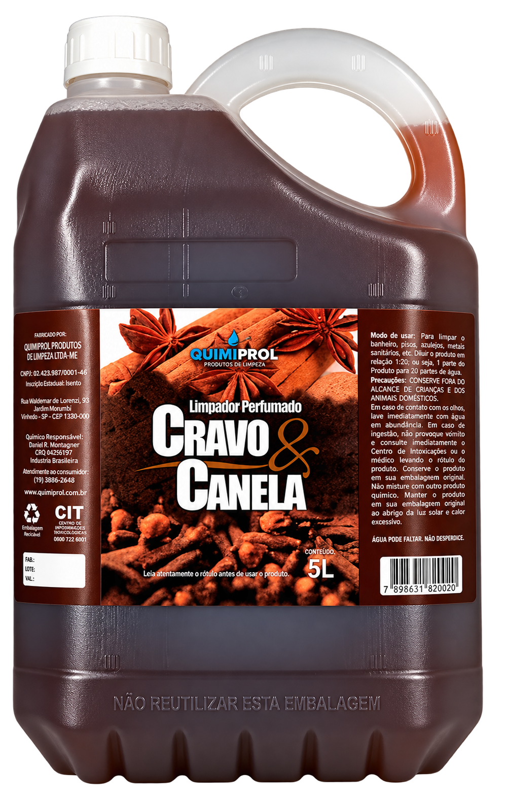 LIMPADOR PERFUMADO CRAVO E CANELA 5 LITROS QUIMIPROL