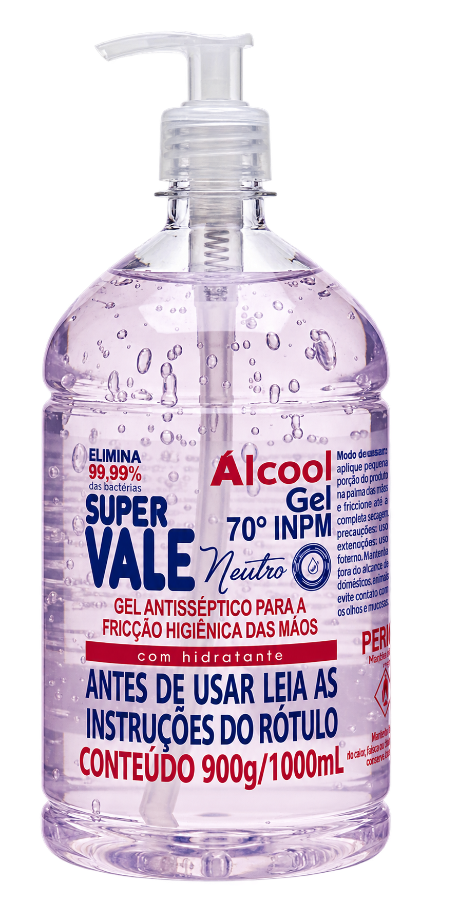 ALCOOL GEL 70 INPM VAL 1L/900G SUPERVALE