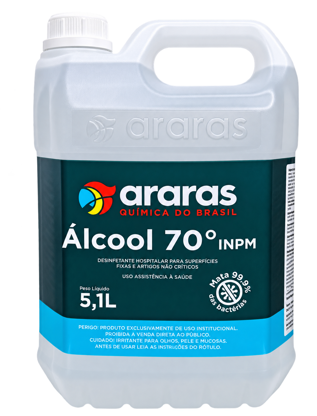 ALCOOL ETILICO 70 INPM LIQUIDO HOSPITALAR 5 LITROS ARARAS