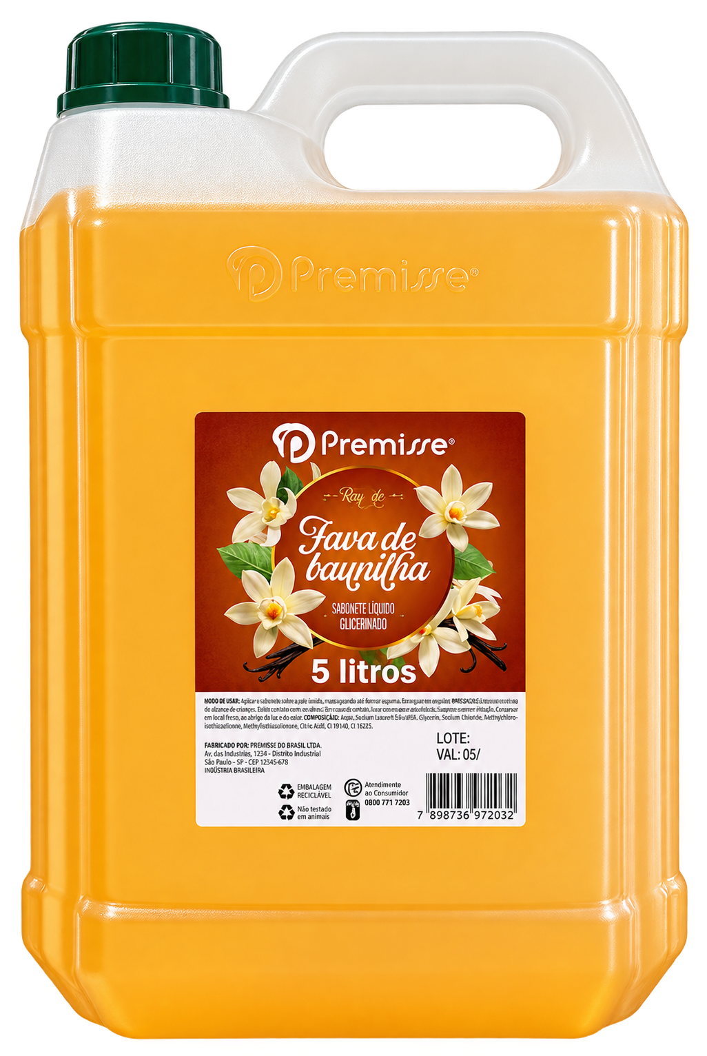 SABONETE LIQUIDO FAVA DE BAUNILHA 5 LITROS PREMISSE