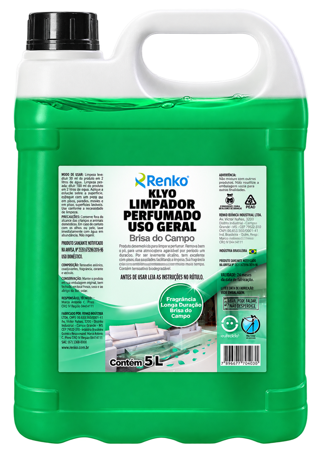 KLYO LIMPADOR PERFUMADO BRISA DO CAMPO 5 LITROS RENKO