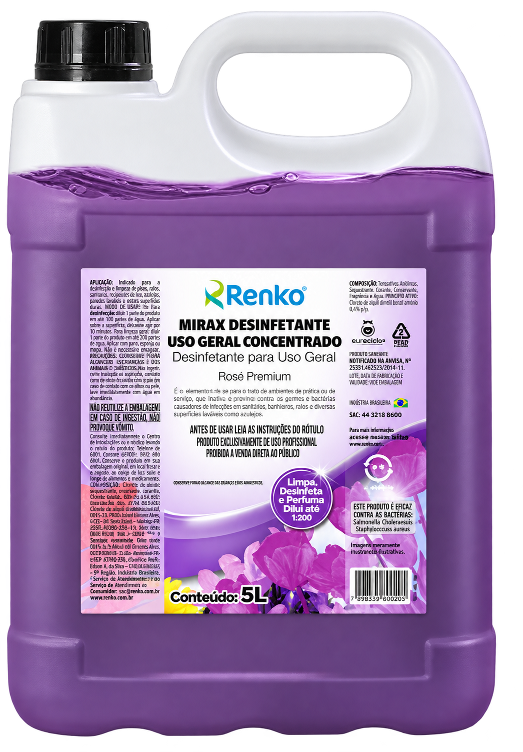 MIRAX DESINFETANTE CONCENTRADO ROSE PREMIUM 5 LITROS RENKO