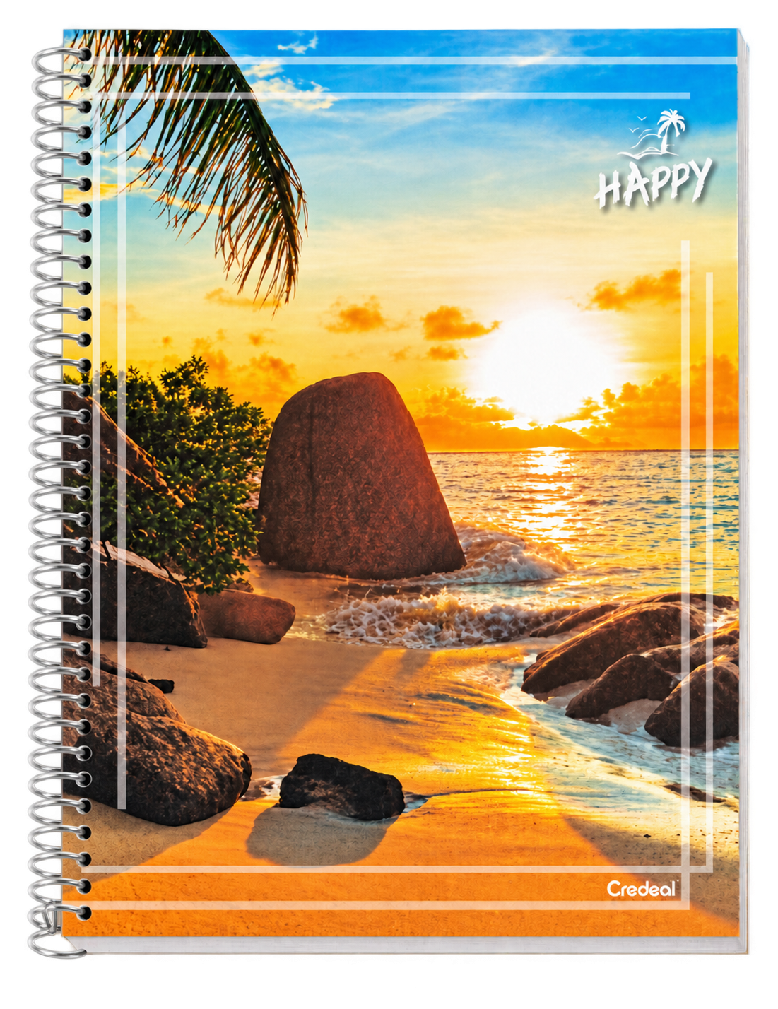 CADERNO ESPIRAL 1/4 CAPA FLEXIVEL HAPPY 96 FLS CREDEAL