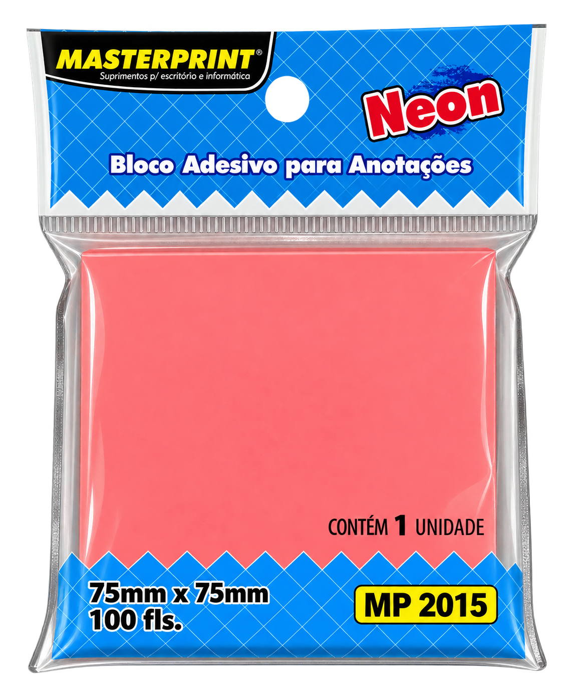 BLOCO ADESIVO 75MMX75MM C/100 FLS ROSA NEON MP-2015 MASTERPRINT