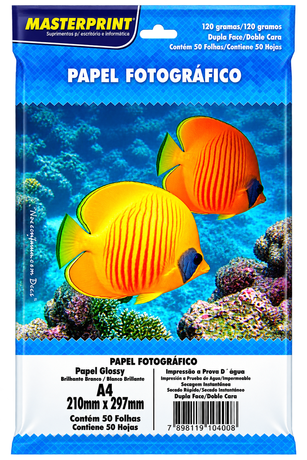 PAPEL FOTO GLOSSY DUPLA FACE 120G/M² A4 COM 50 FLS MASTERPRINT