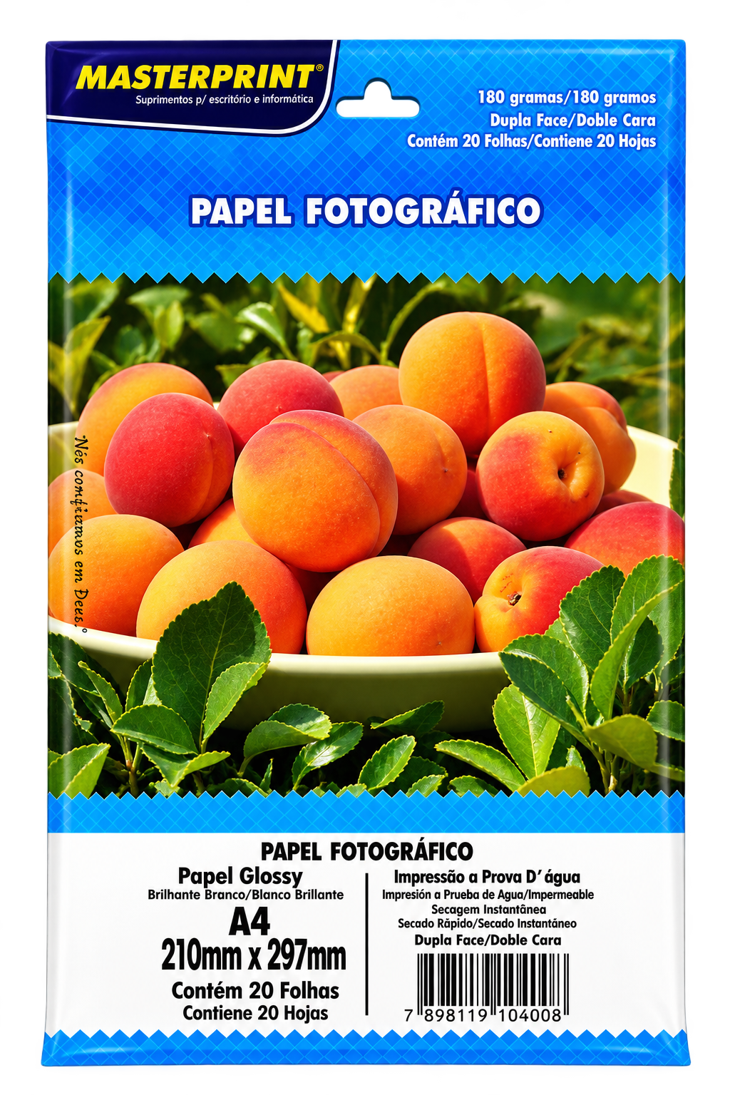 PAPEL FOTO GLOSSY DUPLA FACE 180G/M² A4 COM 20 FLS MASTERPRINT