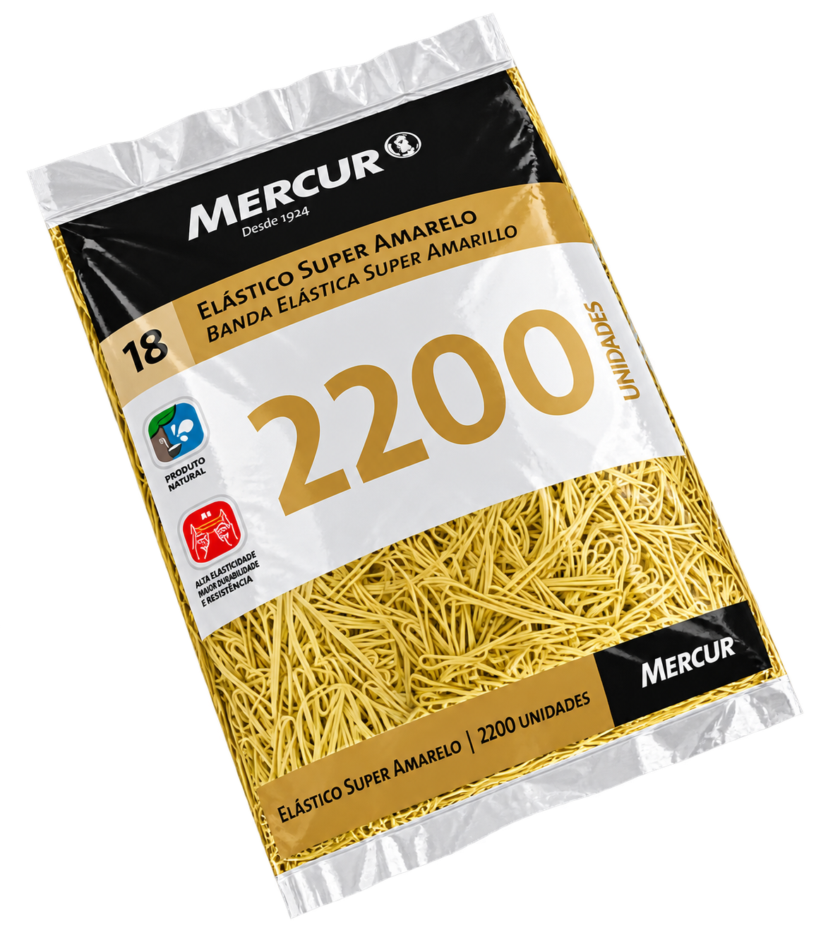 ELASTICO MERCUR SUPER AMARELO N.18 PCT 2.200pcs 8,5cmX1,2mm
