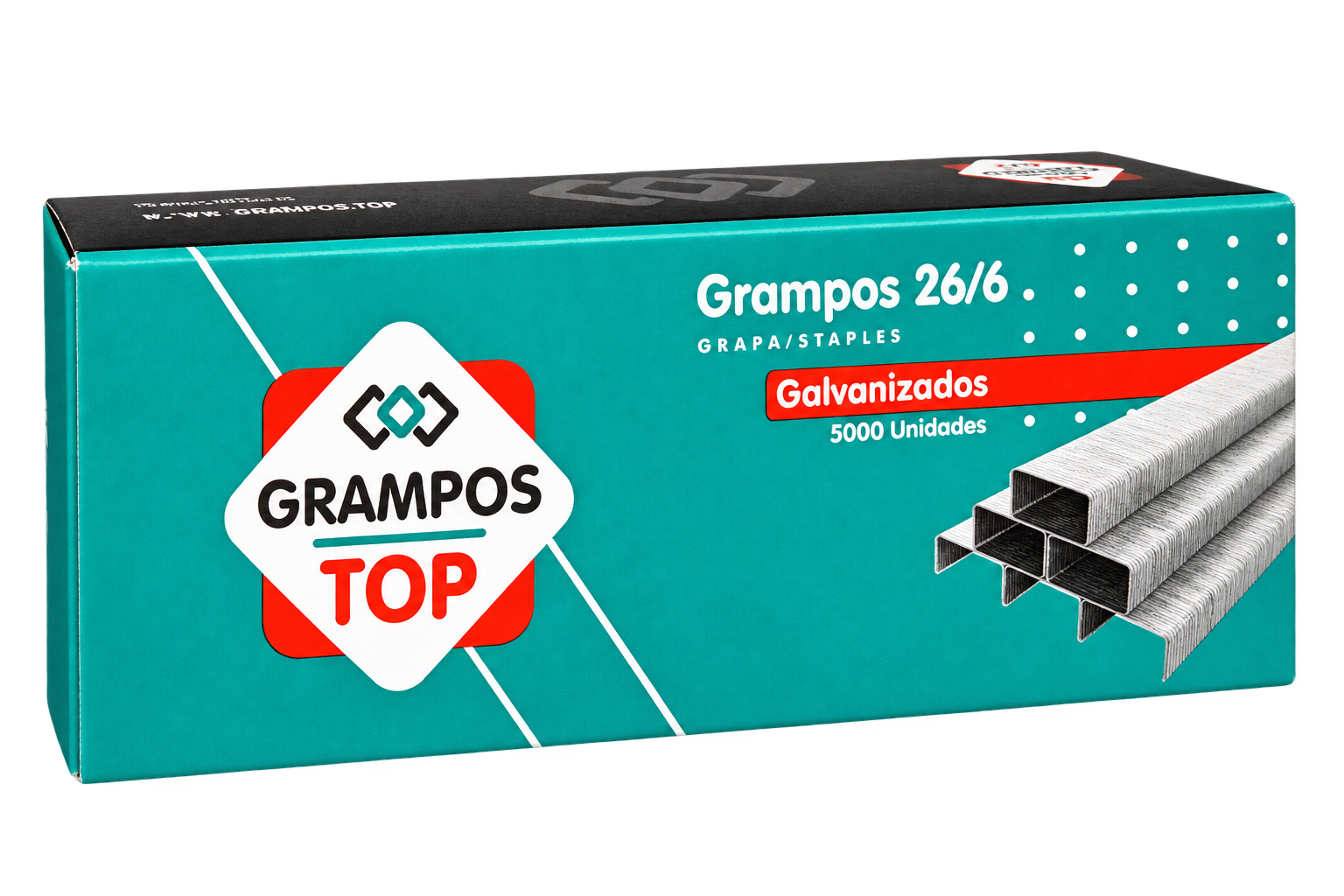GRAMPO GRAMPEADOR GALVANIZADO 26/6 CAIXA COM 5.000 UN TOP
