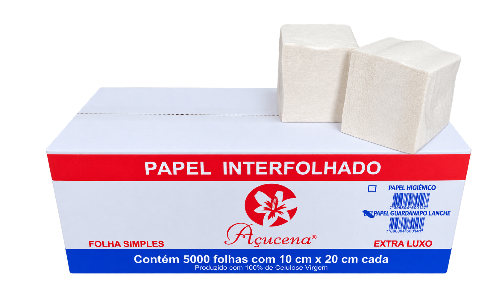 GUARDANAPO PAPEL INTERFOLHADO EXTRA LUXO 10CM X 20CM CAIXA C/ 5.000 UNI -  ACUCENA