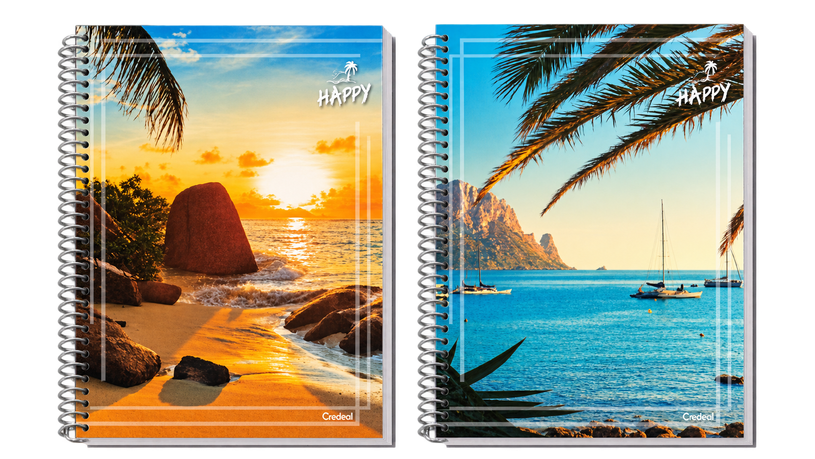 CADERNO ESPIRAL 1/4 CAPA FLEXIVEL HAPPY 48 FLS CREDEAL