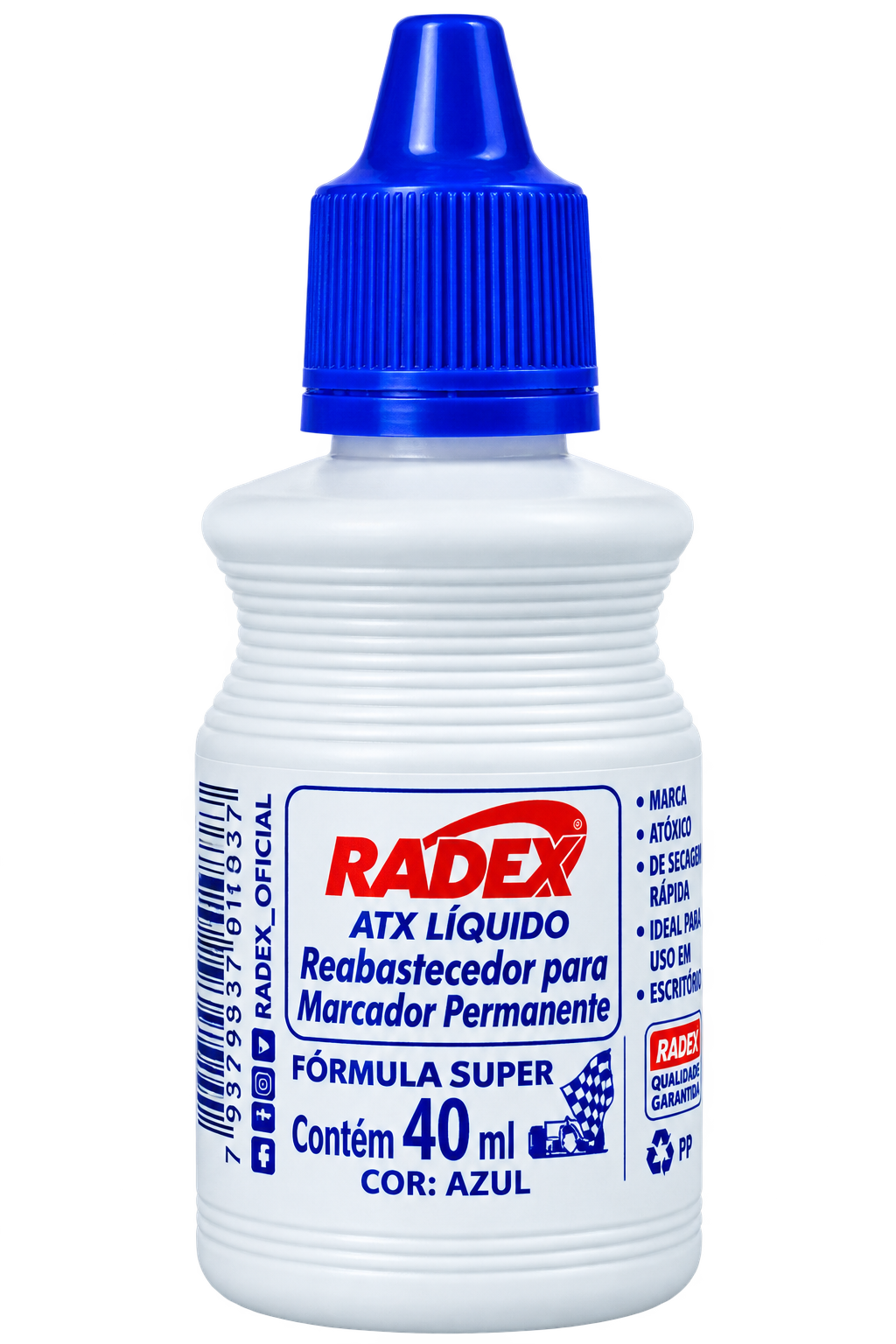 TINTA MARCADOR PERMANENTE REABASTECEDOR 40ML AZUL RADEX
