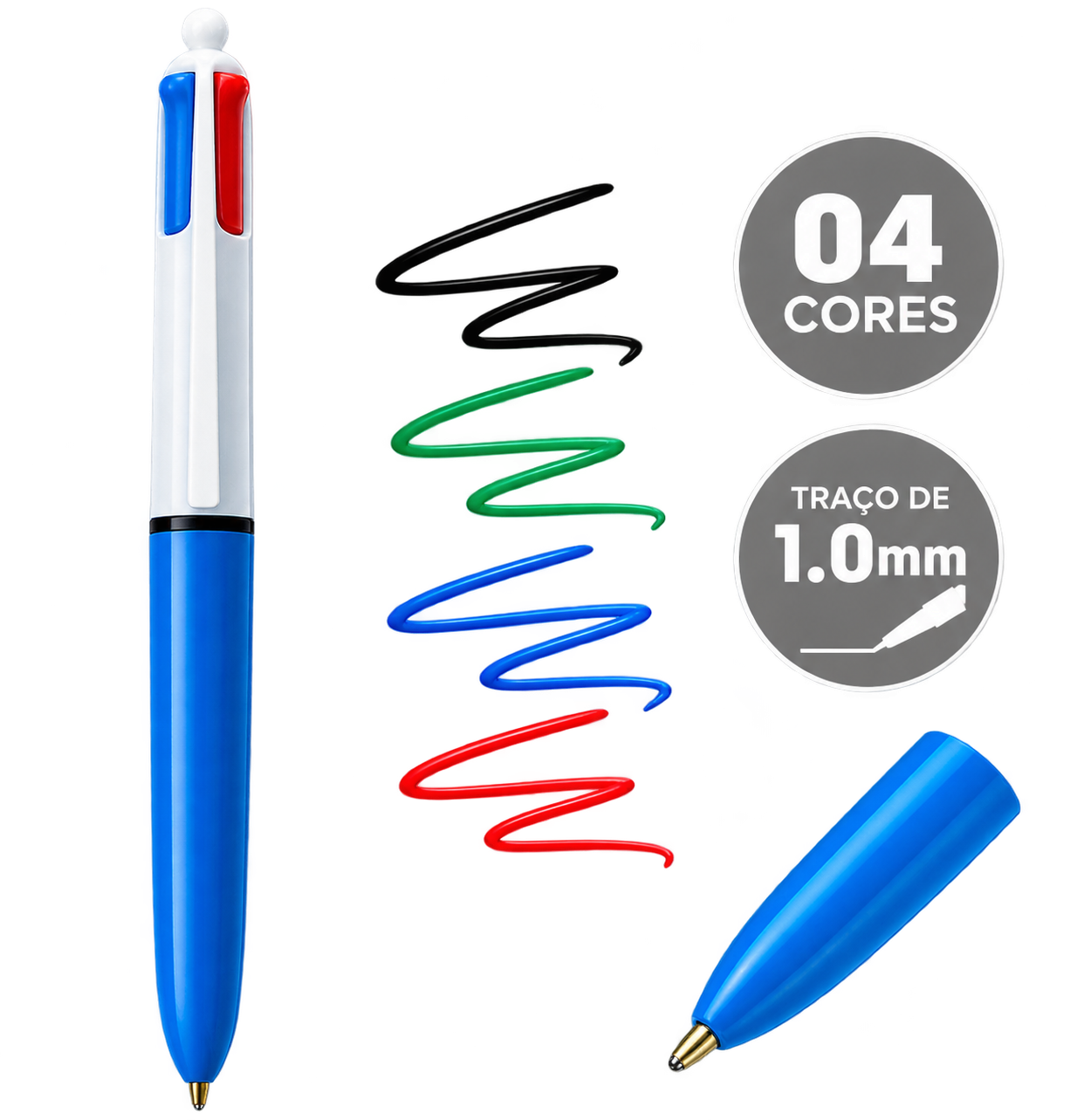 CANETA ESFEROGRAFICA 1.0MM 4 CORES BIC