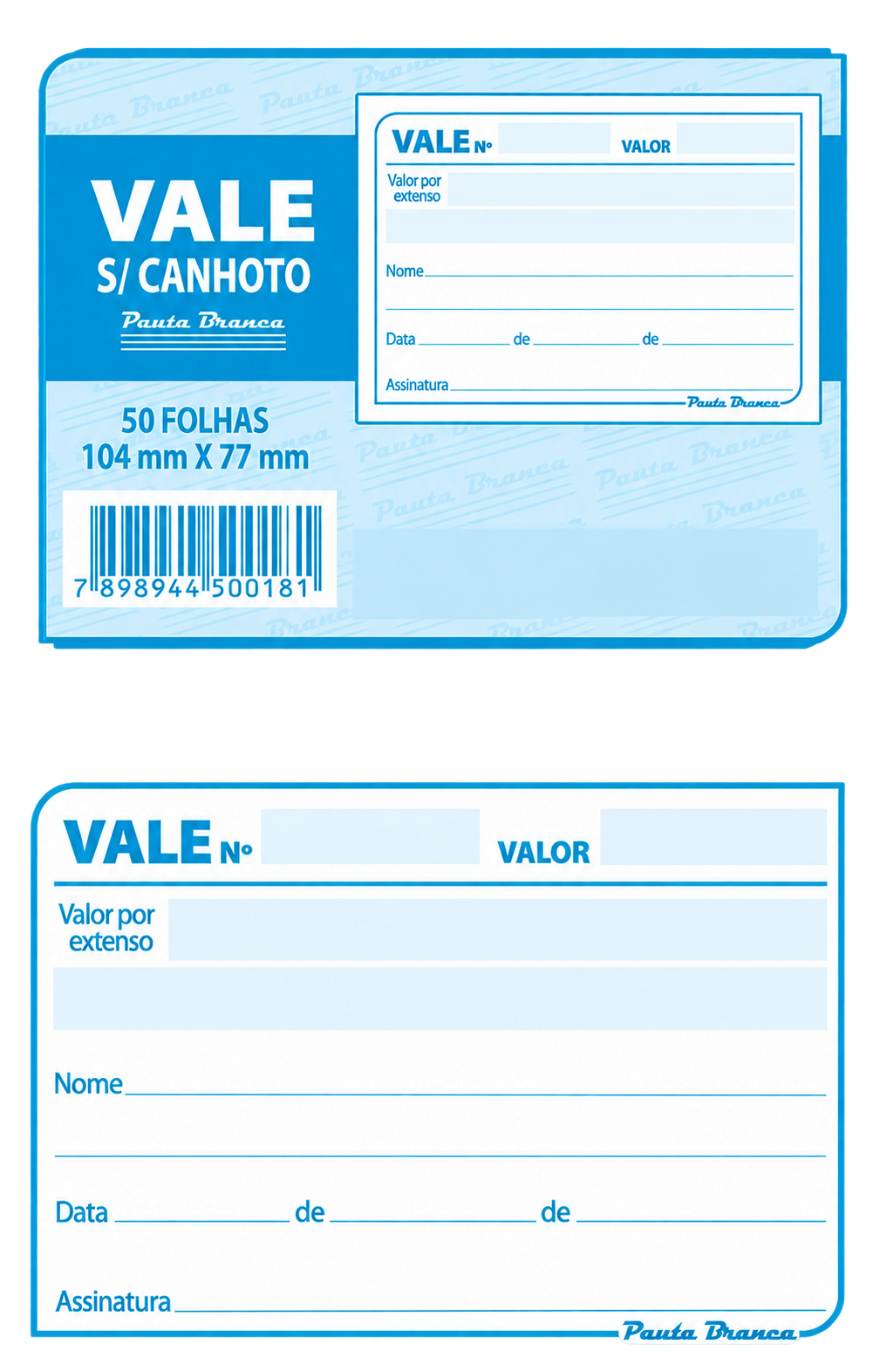 VALE SEM CANHOTO COM 50 FLS PAUTA BRANCA