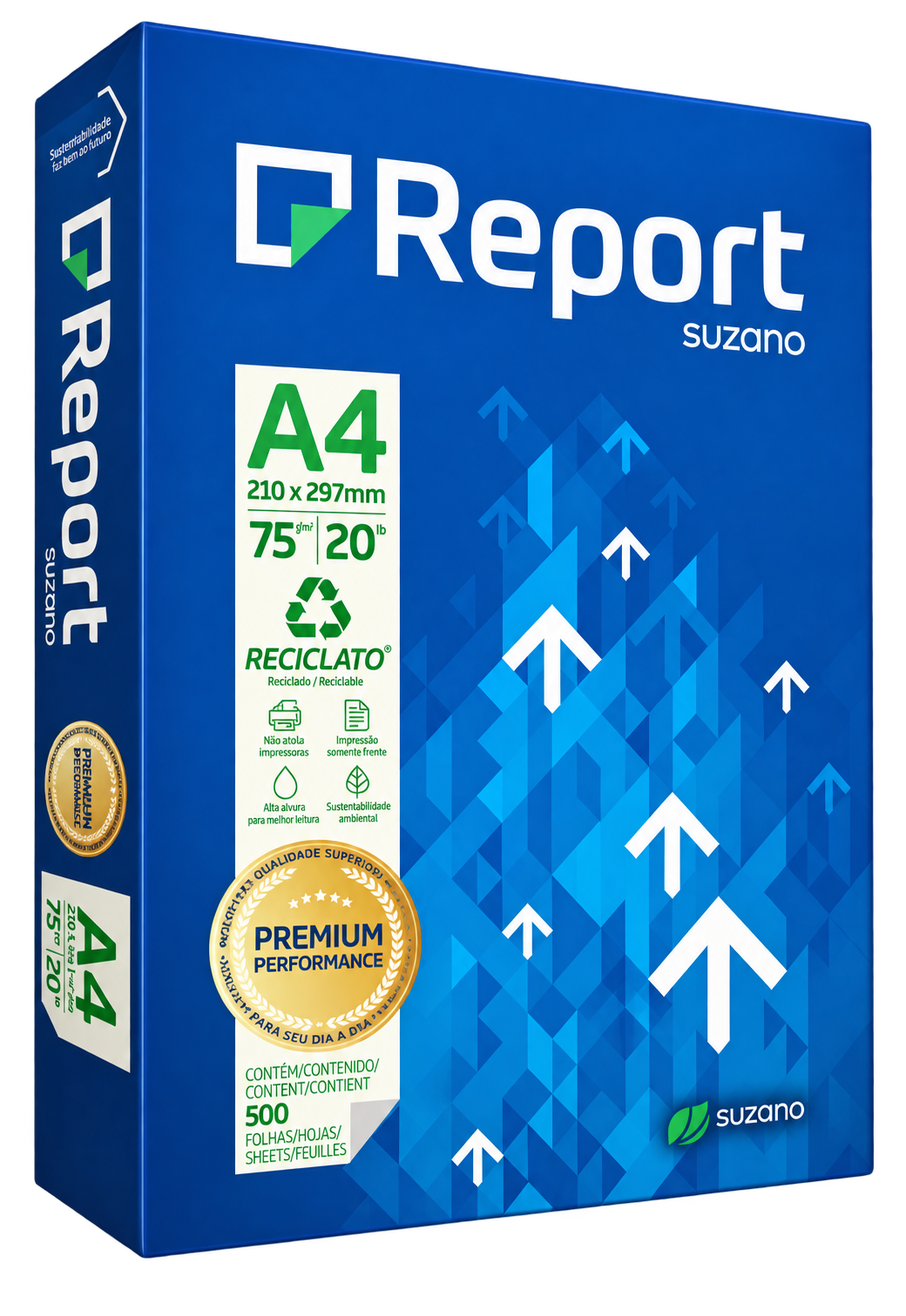 RESMA 500 FOLHAS PAPEL A4 REPORT RECICLADO 75G/M2