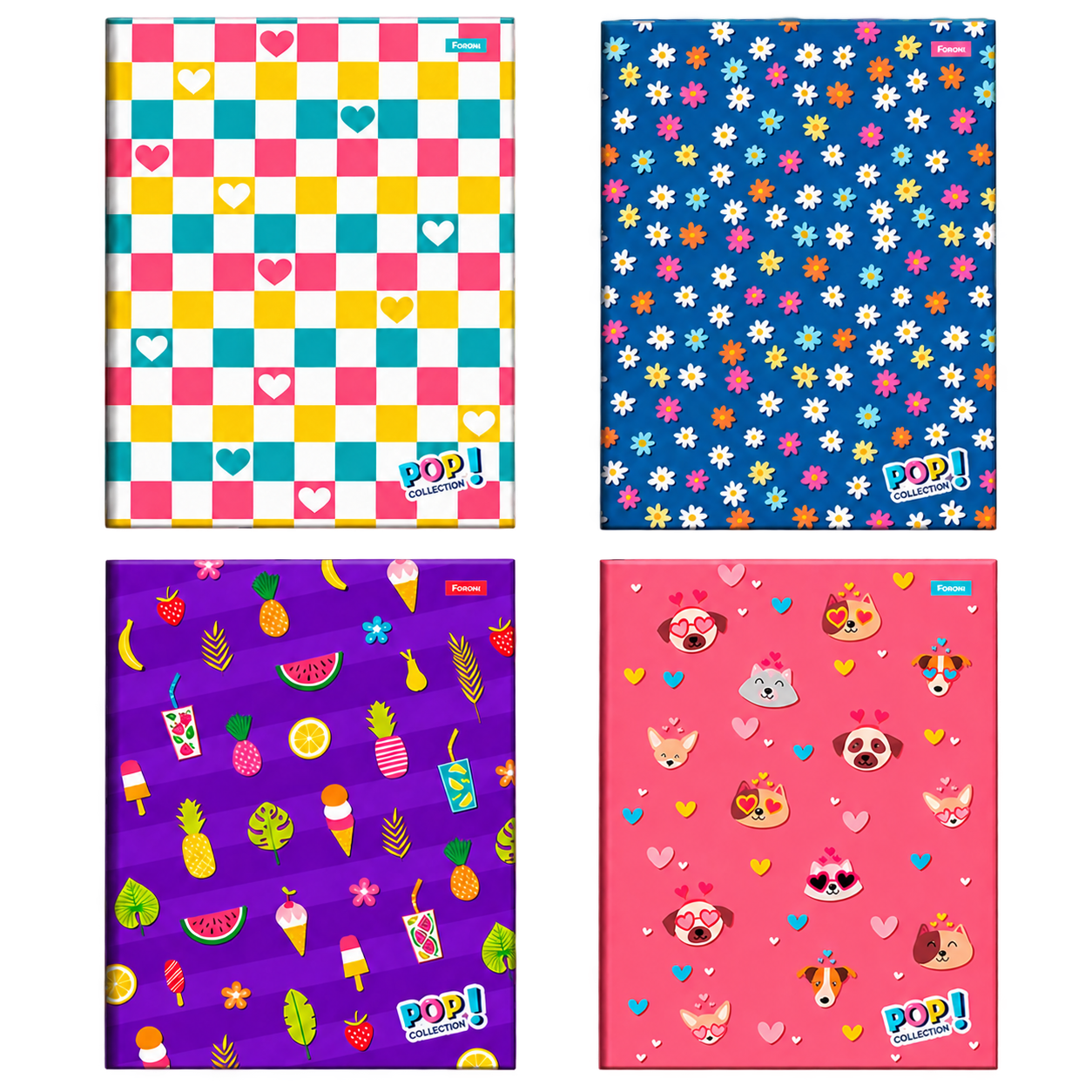 CADERNO BROCHURA 1/4 CAPA DURA POP COLLECTION 96 FLS FORONI