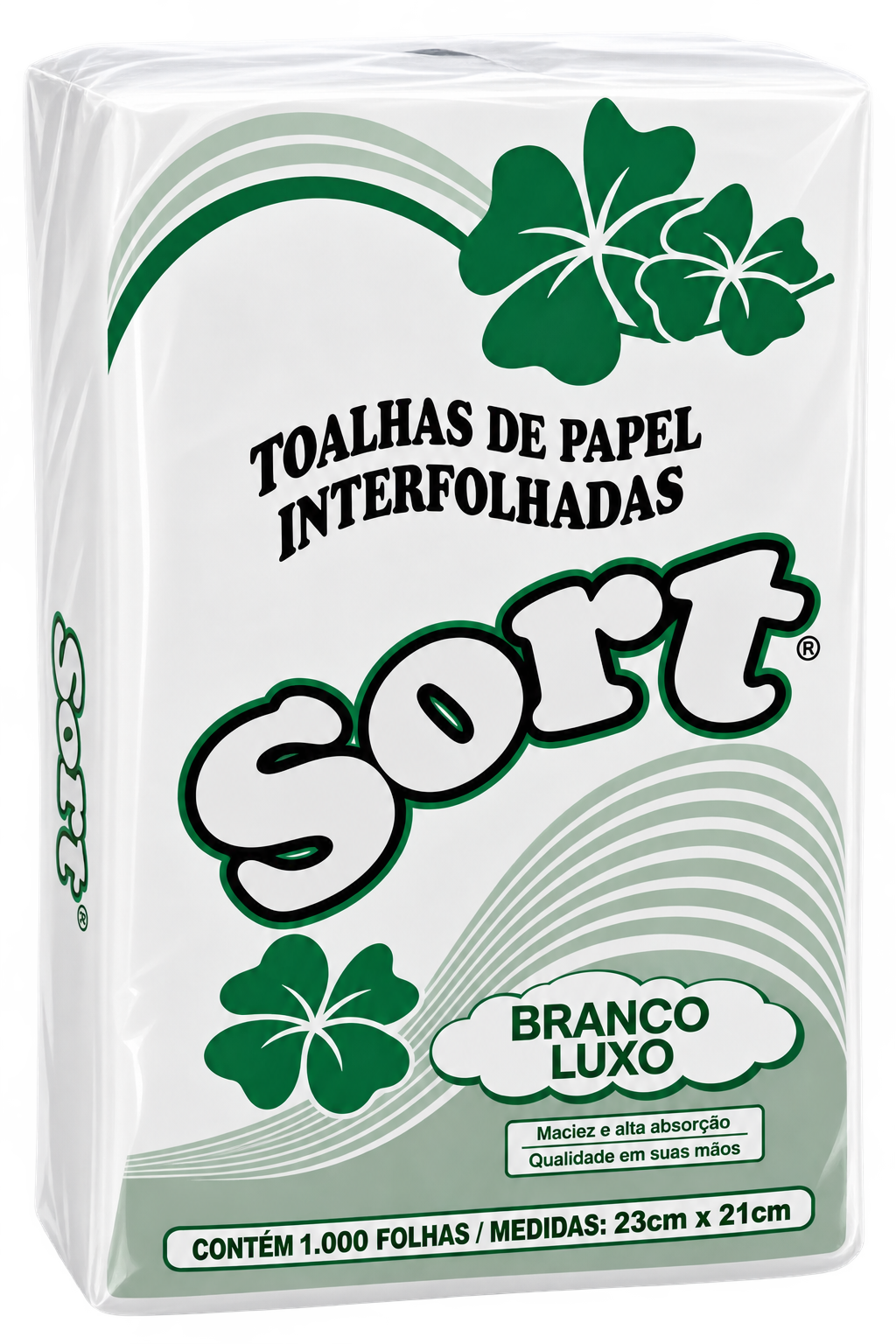 PACOTE PAPEL TOALHA INTERFOLHADO LUXO 23CMX21CM C/1000 FLS SORT