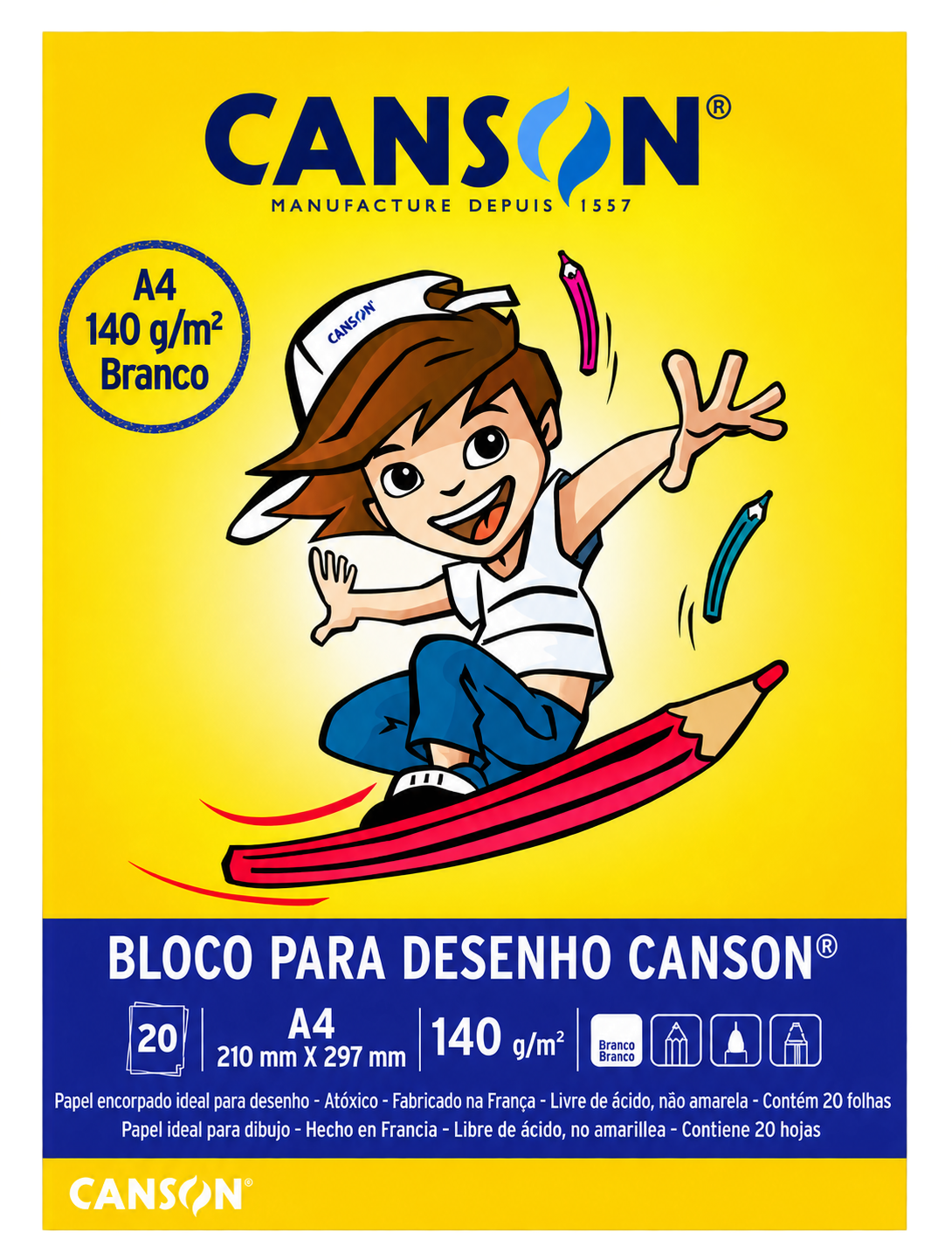 BLOCO TECNICO SEM MARGEM DESENHO A4 140G COM 20 FLS BRANCO CANSON